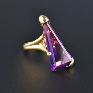 Unique 14K Gold Specialty Cut Purple Sapphire Ring - Boylerpf