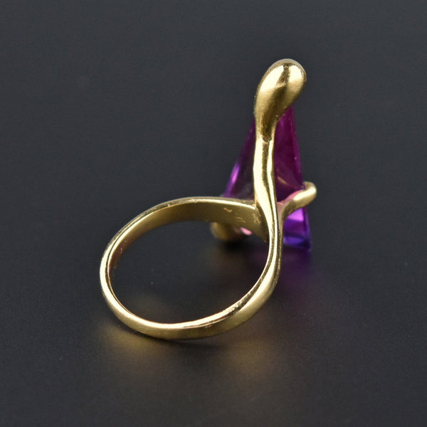 Unique 14K Gold Specialty Cut Purple Sapphire Ring - Boylerpf