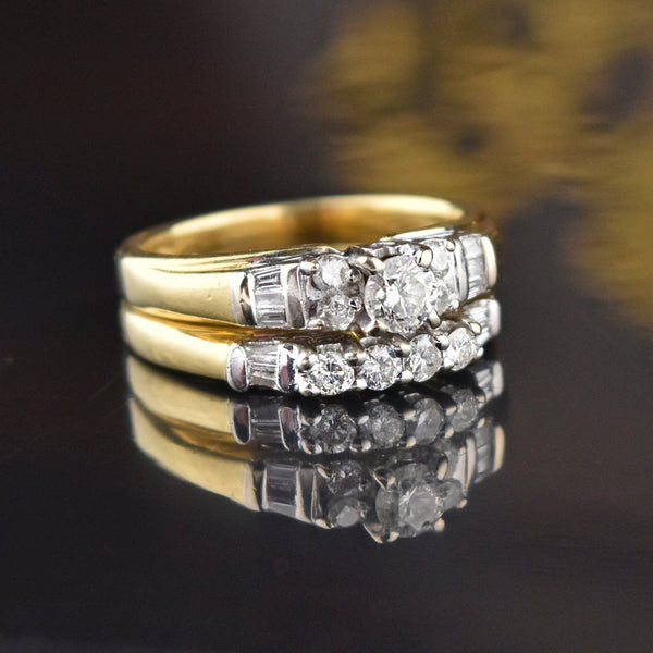 Mid Century Diamond Wedding Band Ring Set - Boylerpf