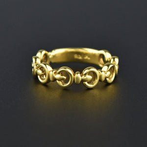 Solid 18K Gold Horse Snaffle Bit Band Ring - Boylerpf