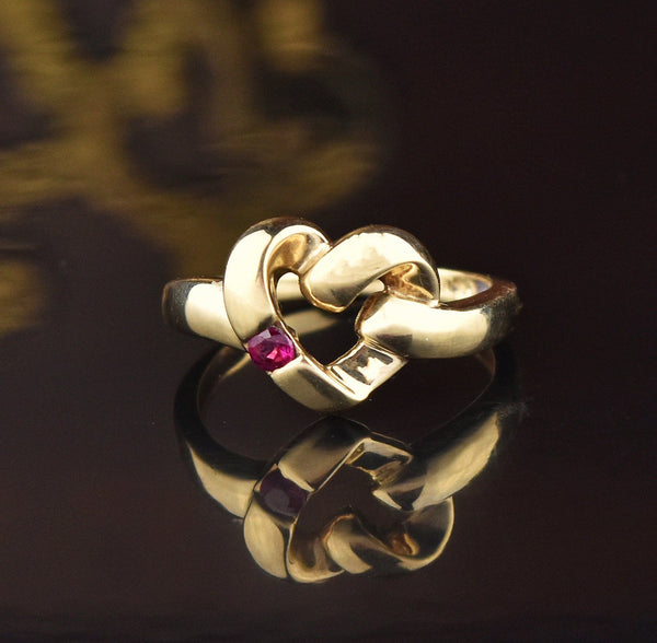 ON HOLD Vintage Love Knot 10K Gold Heart Ruby Ring – Boylerpf
