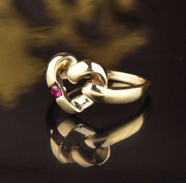 ON HOLD Vintage Love Knot 10K Gold Heart Ruby Ring – Boylerpf