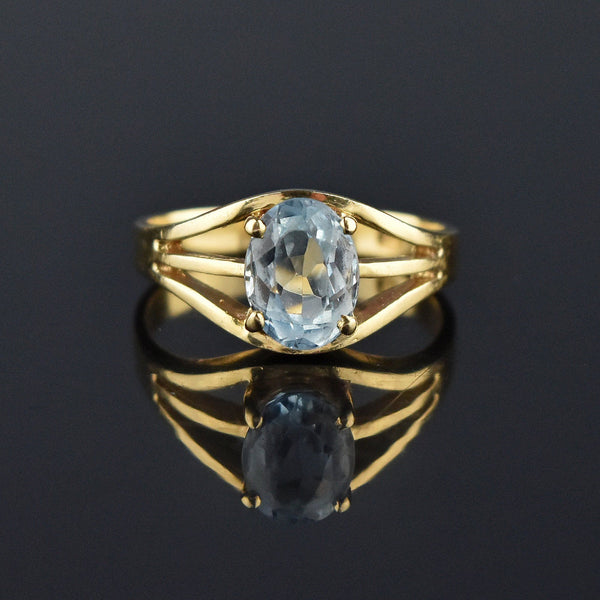 Vintage 14K Gold Solitaire Aquamarine Ring, Sz 6.5 – Boylerpf