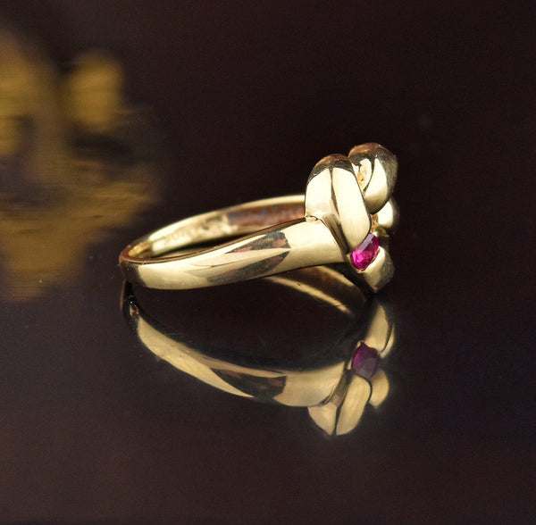 ON HOLD Vintage Love Knot 10K Gold Heart Ruby Ring - Boylerpf