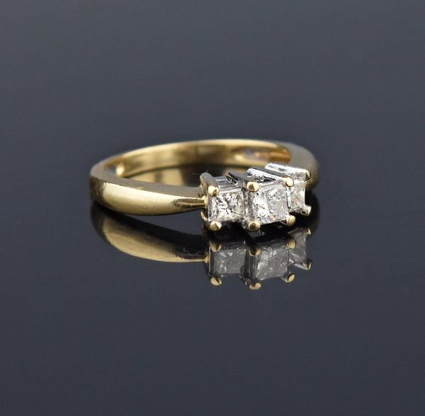 Vintage 14K Gold .65 CTW Princes Cut Diamond Ring - Boylerpf