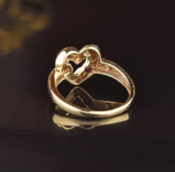 ON HOLD Vintage Love Knot 10K Gold Heart Ruby Ring - Boylerpf