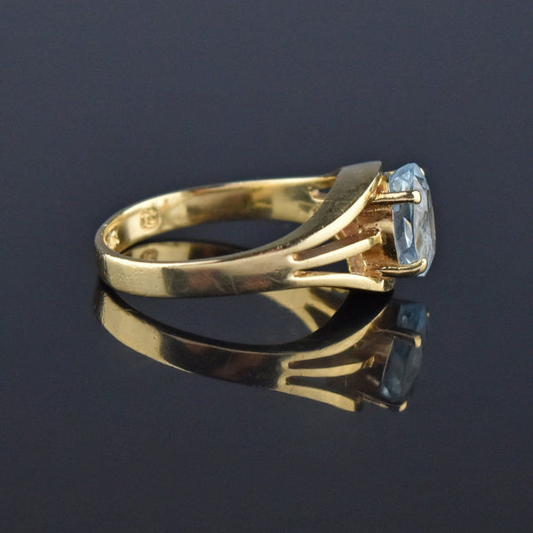 Vintage 14K Gold Solitaire Aquamarine Ring, Sz 6.5 - Boylerpf