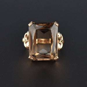 Vintage Solid Gold 12 CTW Smoky Quartz Ring - Boylerpf