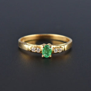 14K Gold Emerald Diamond Stacking Ring, Sz 6.5 - Boylerpf