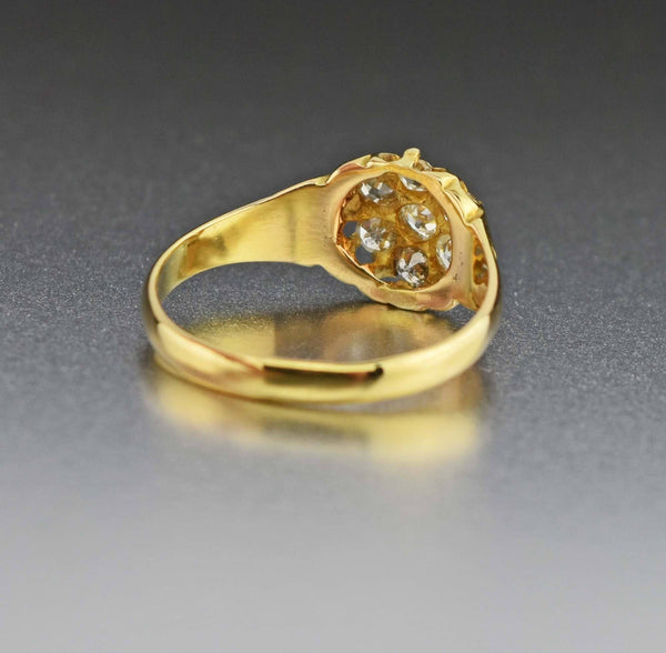 18K Gold Antique Diamond Cluster Ring - Boylerpf