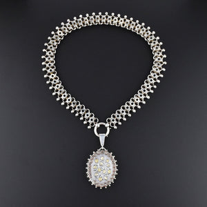Antique Victorian Silver Locket & Collar Necklace, Stars - Boylerpf