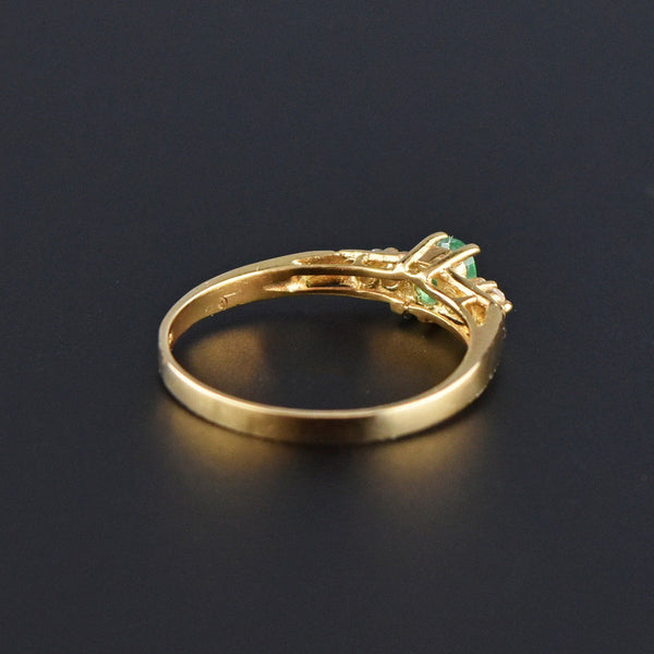 14K Gold Emerald Diamond Stacking Ring, Sz 6.5 - Boylerpf