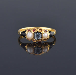 Antique 1860s Pearl Garnet Sardonyx Cameo 18K Gold Ring ON HOLD - Boylerpf