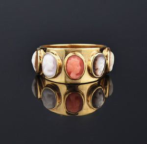 Victorian Italian Cameo 14K Gold Eternity Band Ring - Boylerpf