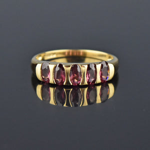 Gold Five Stone Half Eternity Rhodolite Garnet Ring - Boylerpf