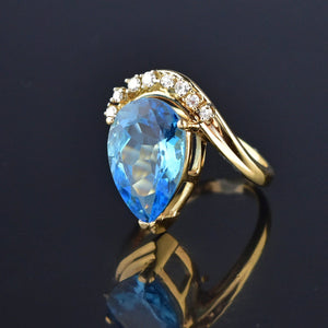 Alwand Vahan Blue Topaz Diamond 14K Gold Ring - Boylerpf