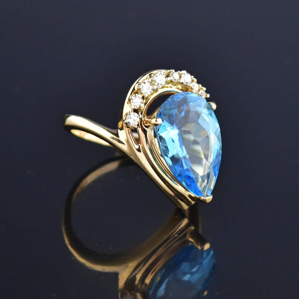 Alwand Vahan Blue Topaz Diamond 14K Gold Ring - Boylerpf