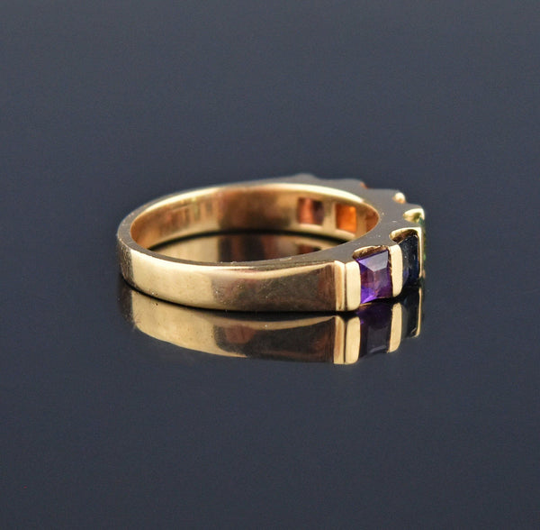 14K Gold Multi Gemstone Harlequin Band Ring – Boylerpf