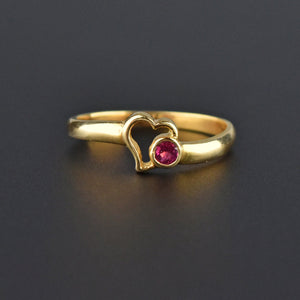 Vintage 14K Gold Witches Heart Ruby Ring - Boylerpf