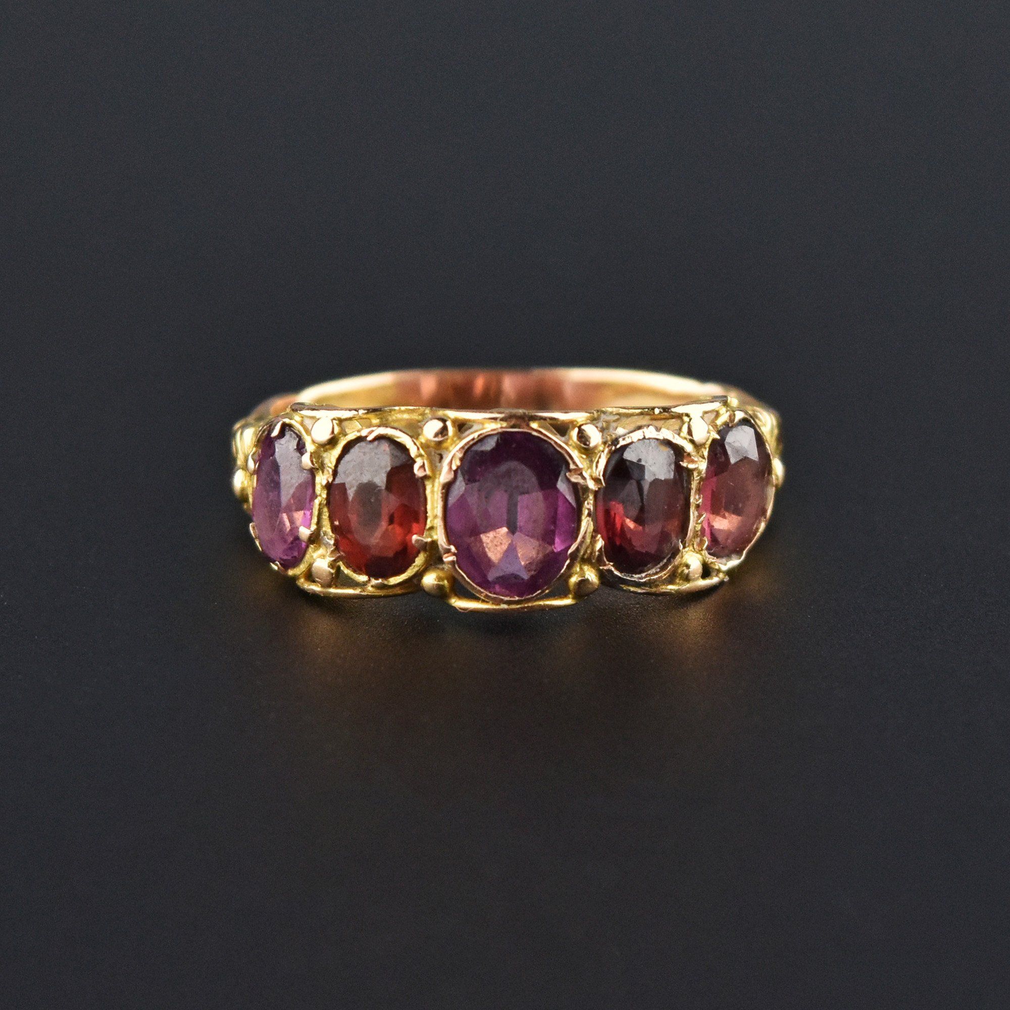 Antique Georgian 18K Gold Garnet Band Ring Boylerpf