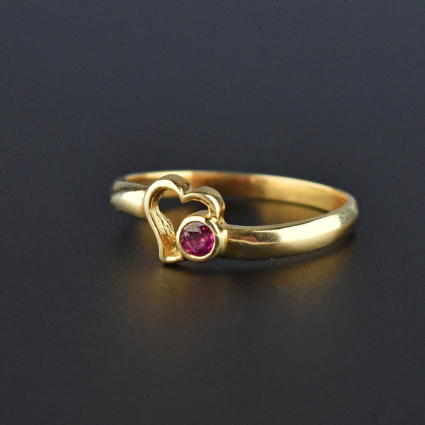 Vintage 14K Gold Witches Heart Ruby Ring - Boylerpf