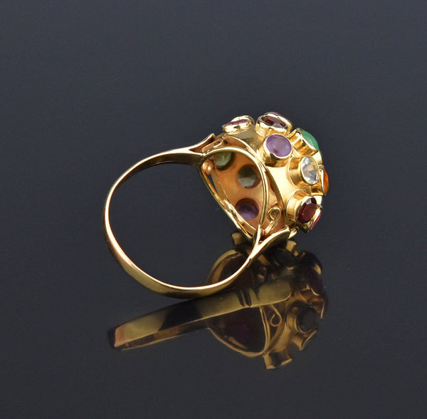 ON HOLD 18K Gold Sputnik Ring, H Stern Aquamarine Garnet Ruby Emerald - Boylerpf