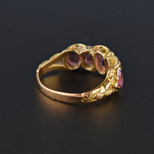 Antique Georgian 18K Gold Garnet Band Ring - Boylerpf