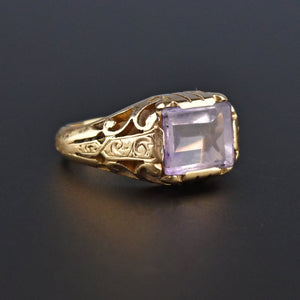 Art Deco Rose de France Amethyst 14K Gold Ring - Boylerpf