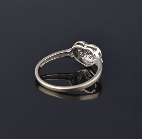 Diamond Heart Pave 14K White Gold Ring, Sz 9 - Boylerpf