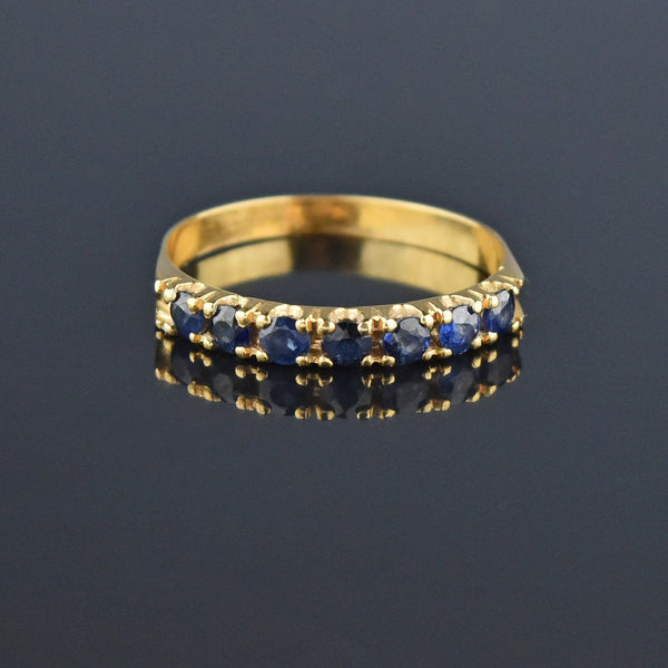 Seven Stone 18K Gold Half Eternity Band Sapphire Ring, Sz 8.5 - Boylerpf