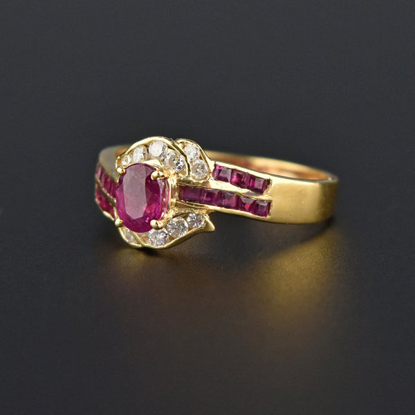 Vintage 14K Gold Natural Ruby and Diamond Ring, Sz 6 - Boylerpf