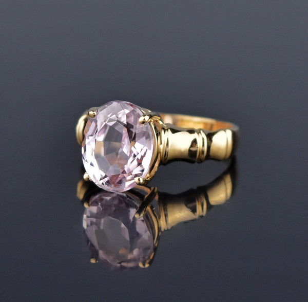 Vintage 14K Gold Lilac Pink Kunzite Solitaire Ring - Boylerpf