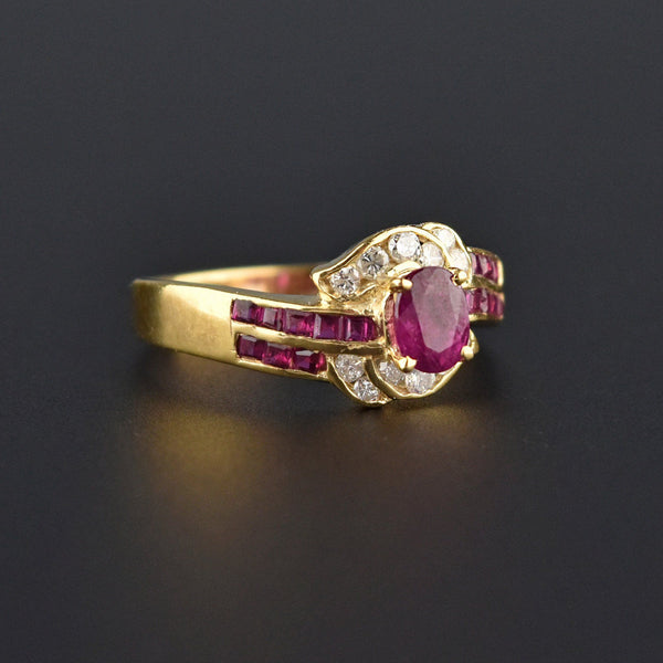 Vintage 14K Gold Natural Ruby and Diamond Ring, Sz 6 - Boylerpf