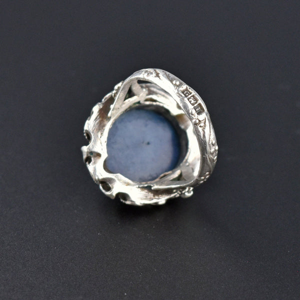 Arts & Crafts Silver Lapis Lazuli Cabochon Ring - Boylerpf