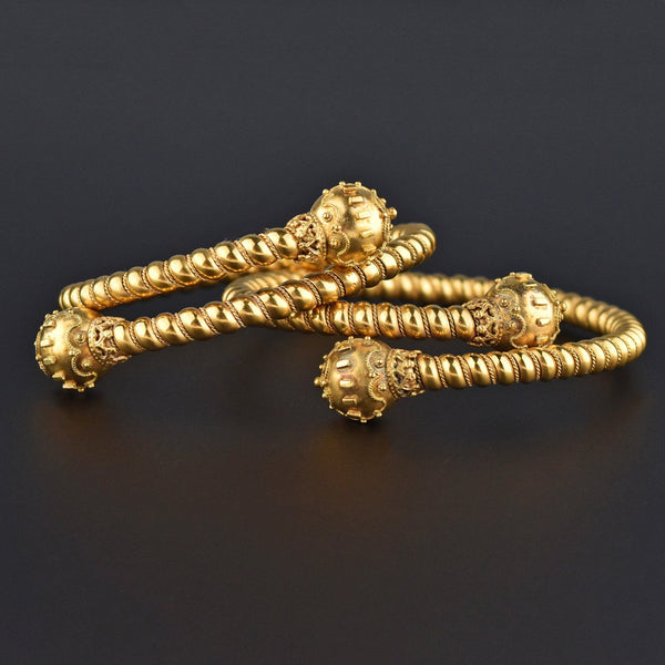 Antique Pair Etruscan Revival Victorian Wedding Bracelet - Boylerpf