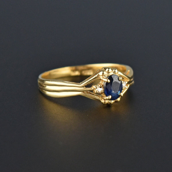 Diamond 1/3 CTW Natural Sapphire 14K Gold Ring – Boylerpf
