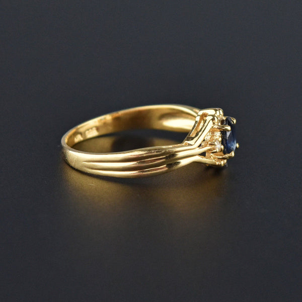 Diamond 1/3 CTW Natural Sapphire 14K Gold Ring - Boylerpf