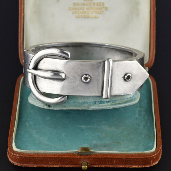 Antique Victorian Sterling Silver Buckle Cuff Bracelet - Boylerpf