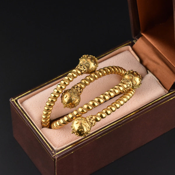 Antique Pair Etruscan Revival Victorian Wedding Bracelet - Boylerpf