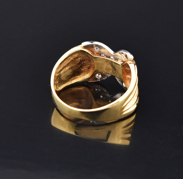Vintage 14K Gold Diamond Pave Hug X Ring - Boylerpf