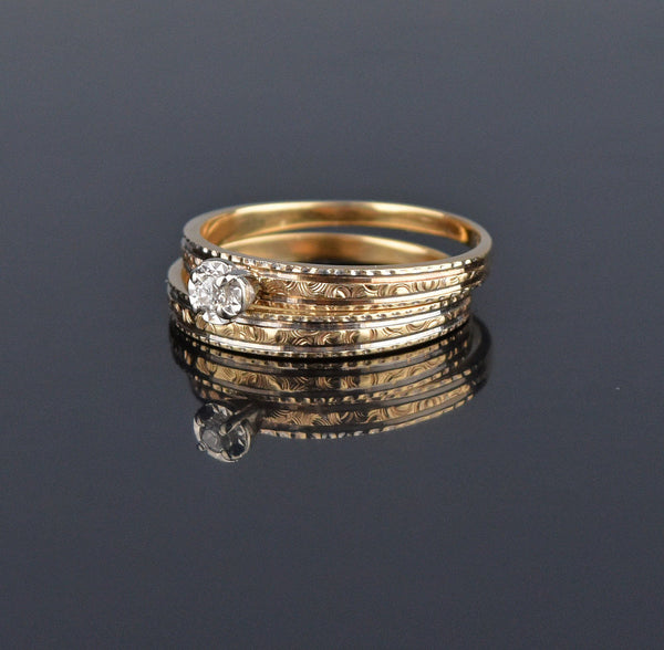 Diamond Solitaire Bridal Wedding Ring Set - Boylerpf