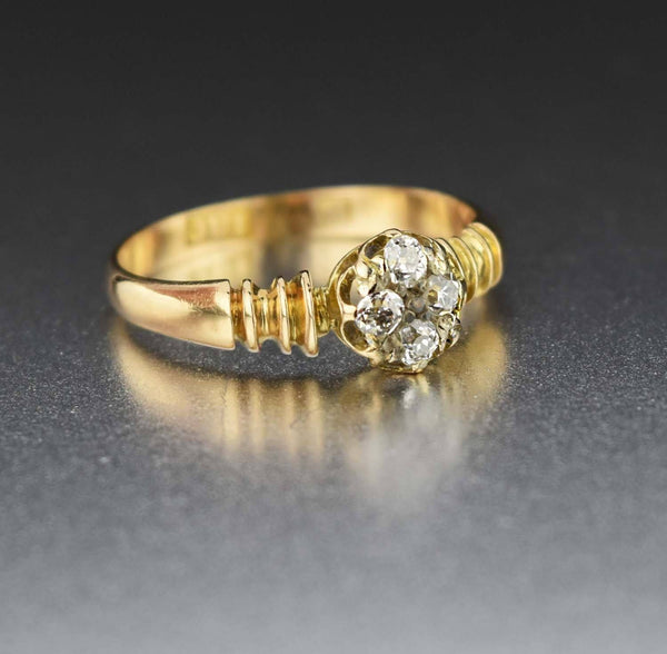 18K Gold Vintage Diamond Cluster Engagement Ring - Boylerpf
