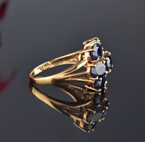10K Gold Created Sapphire Cluster Cocktail Ring - Boylerpf