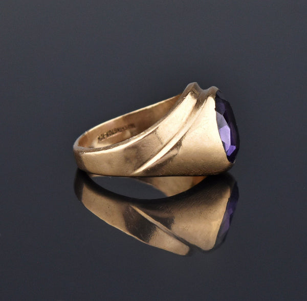 Fine Art Deco Color Change Sapphire Signet Ring, Sz 8.25 - Boylerpf