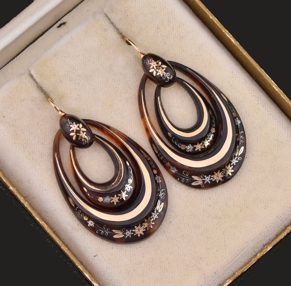 Victorian Double Hoop 14K Gold Pique Earrings - Boylerpf