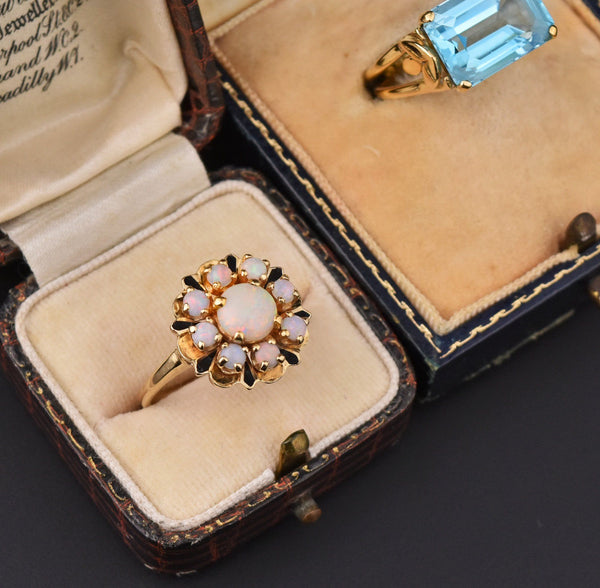 Enamel 14K Gold Opal Cluster Ring - Boylerpf