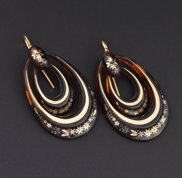 Victorian Double Hoop 14K Gold Pique Earrings - Boylerpf