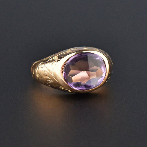 Pale Amethyst Smooth Top East to West Gold Ring - Boylerpf