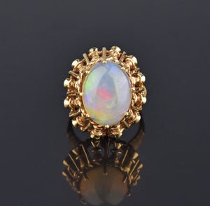 Retro 14K Gold Cabochon Opal Ring, 1940s - Boylerpf