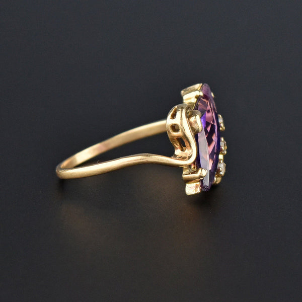 Retro Gold Fancy Cut Purple Sapphire Ring - Boylerpf
